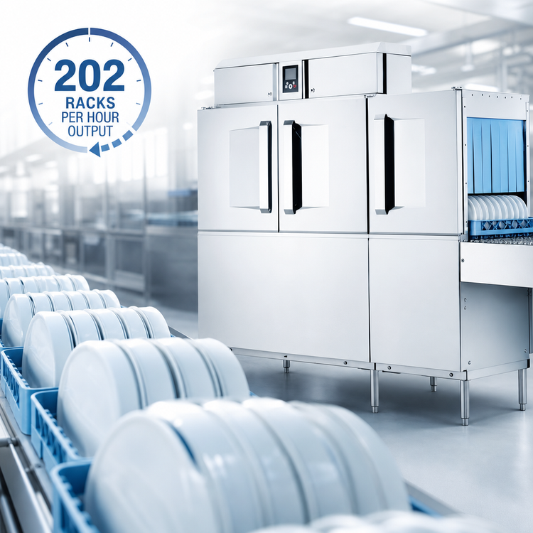 Product image #3 for Hobart CL66-BAS+BUILDUP Convertible High/Low-Temp Single-Tank Rack Conveyor Dishwasher with Power Scrapper
