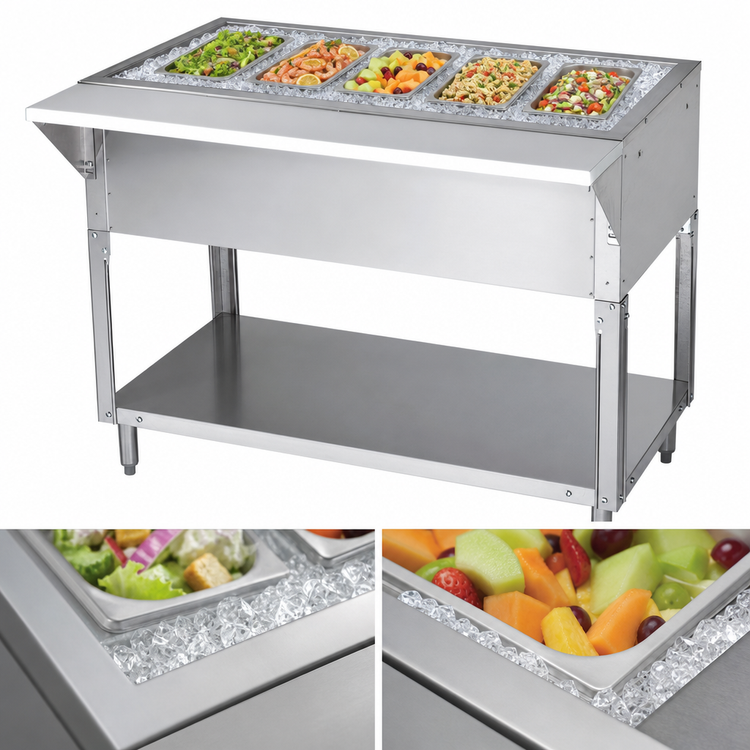 Product image #3 for Advance Tabco Triumph (Supreme) CPU-5 Ice Cooled 5-Pan Serving Counter, 77-3/4 Inch Wide
