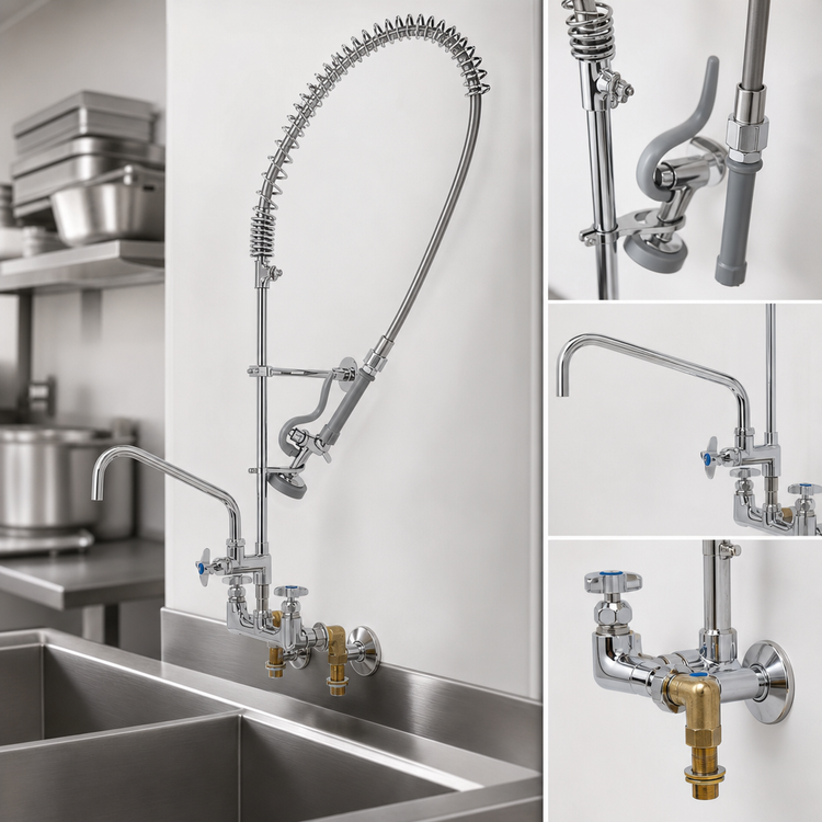 Product image #3 for T&S Brass Big-Flo EasyInstall Wall-Mount Pre-Rinse Unit with Add-On Faucet and 14-Inch Swing Nozzle