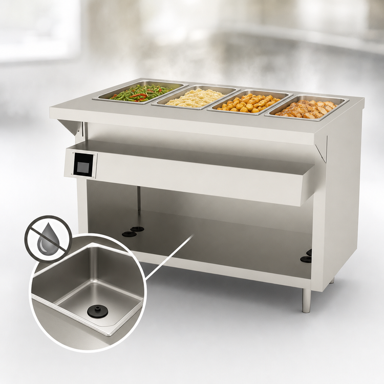 Product image #3 for Thurmaduke EW-4-DLPG Deluxe 4-Well Electric Waterless Hot Food Table
