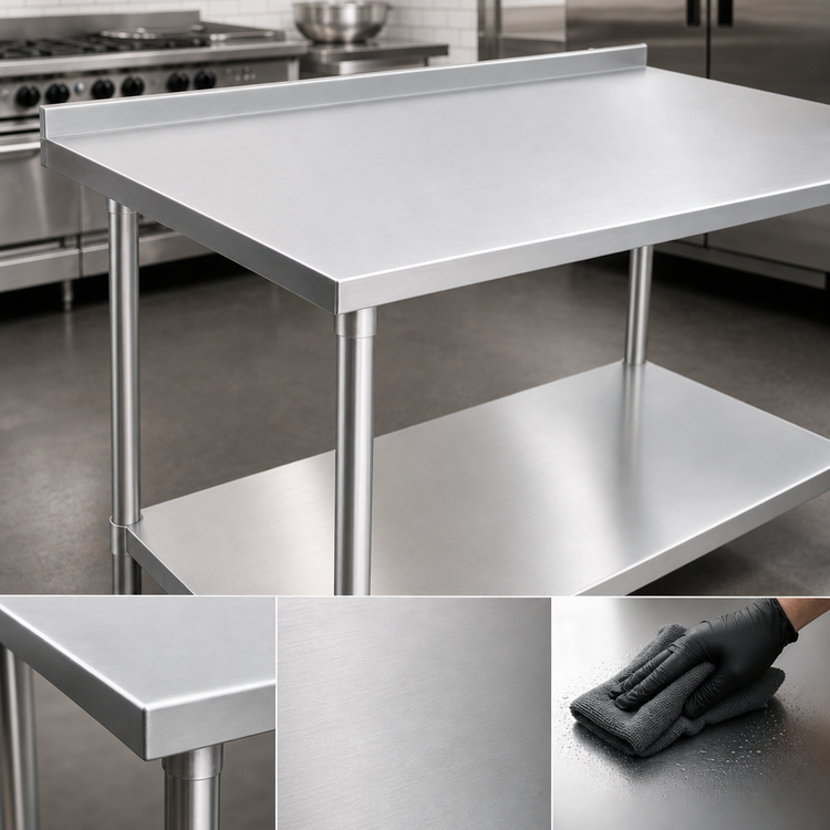 Product image #3 for John Boos Stallion 72 x 30 Inch Stainless Steel Work Table with Rear Up-Turn and Adjustable Undershelf