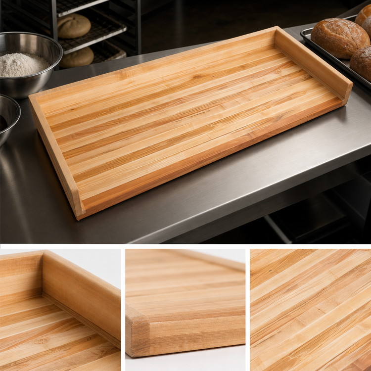 Product image #3 for John Boos 48" x 30" x 1-3/4" Edge Grain Laminated Northern Hard Rock Maple Work Table Top with 4" Coved Backsplash