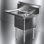 Thumbnail image #3 for Serv-Ware E1CWP1818L-24-V 1-Compartment 304 Stainless Steel Sink, 18 x 18 x 14-Inch Bowl, 24-Inch Left Drainboard