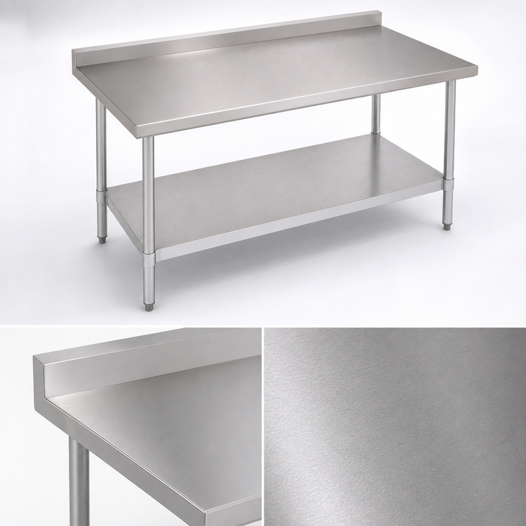 Product image #3 for John Boos Stallion Economy Stainless Steel Work Table, 60 x 30 Inch, 5 Inch Backsplash, Galvanized Base