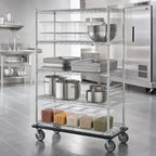 Thumbnail image #3 for Metro Super Erecta N566LC 4-Shelf Chrome Wire Dolly Truck, 60 x 24 x 69 Inches