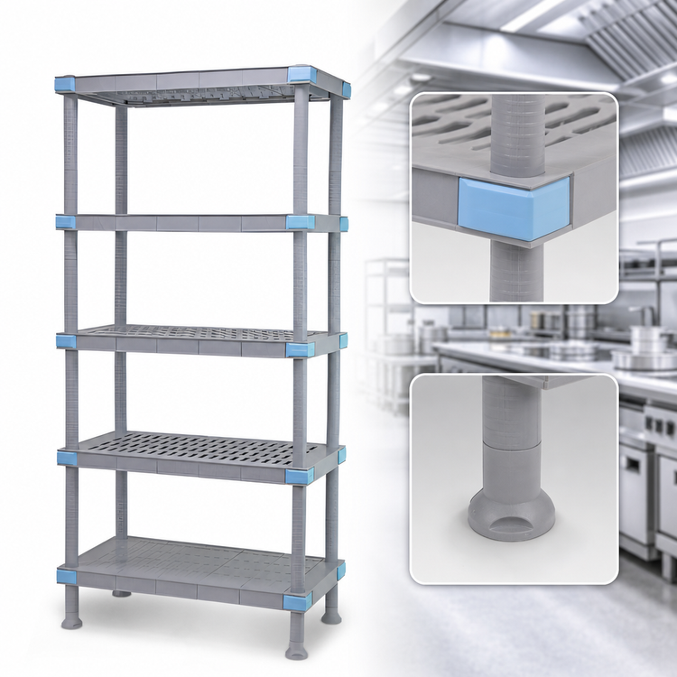 Product image #3 for Quantum Millenia 42W x 21D x 86H Stationary Polymer Shelving Starter Unit, Gray