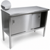 Thumbnail image #3 for John Boos Enclosed Stainless Steel Work Table with Sliding Door Cabinet Base, 120-Inch x 30-Inch, 14-Gauge Flat Top