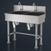 Thumbnail image #3 for Advance Tabco 48-Inch 2-Station Knee-Operated Multiwash Hand Sink with Gooseneck Spouts and Stainless Steel Legs