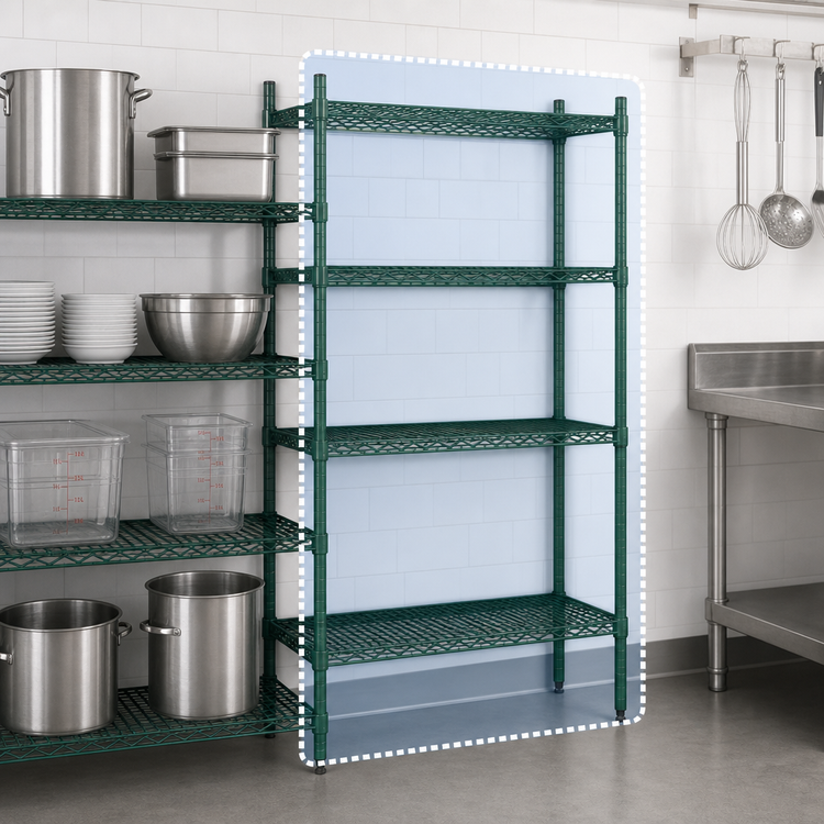 Product image #3 for Eagle Group Valu-Gard 4-Tier Add-On Wire Shelving Unit, 42"W x 18"D x 74"H, Green Epoxy