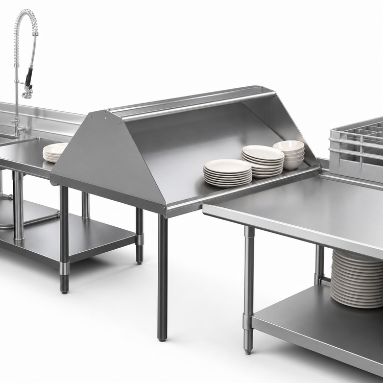 Product image #3 for John Boos Double-Sided Solid Sorting Shelf for Soiled Dish Tables, 60 x 30-1/2 x 32 Inch, Stainless Steel