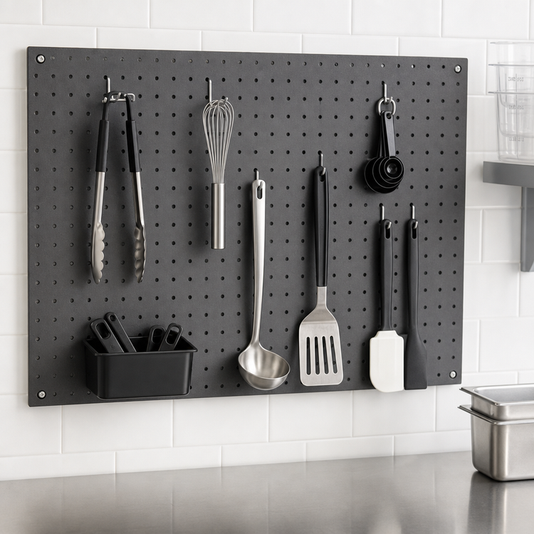 Product image #3 for Cambro Camshelving Elevation Series Wall-Mounted Peg Board, 30 x 48 Inches, Black