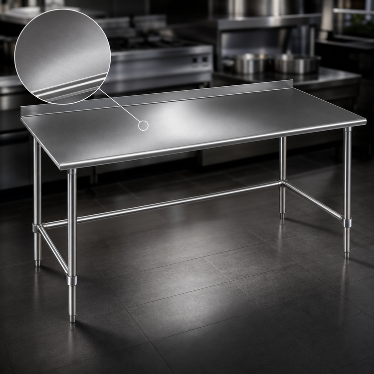 Product image #3 for Eagle Group Budget Series 72" x 30" 430 Stainless Steel Work Table with 1-1/2" Rear Up-Turn