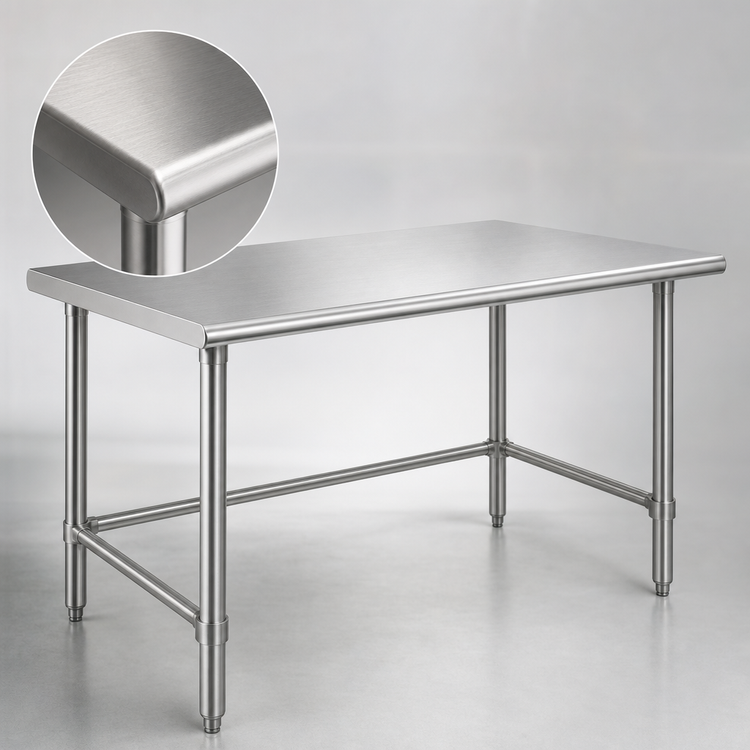 Product image #3 for Eagle Deluxe Series 60-Inch x 24-Inch Stainless Steel Work Table with Open Tubular Base