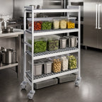 Thumbnail image #3 for Fermod Fermostock 4R38A71M 4-Tier Mobile Polymer Shelving Unit, 38W x 14D x 71H, 250 lb. Per Shelf