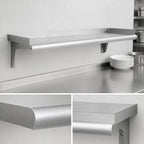 Thumbnail image #3 for Eagle Group Snap-n-Slide SWS1560-14/3 60" x 15" Wall-Mounted Shelf, Rolled Front Edge, 14/304 Stainless Steel, 225 lb Capacity