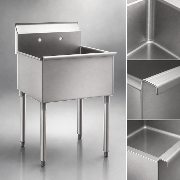 Product image #3 for Eagle Group One-Compartment Utility Sink, 24 x 24 x 13-3/8-Inch Bowl, 16-Gauge 304 Stainless Steel, No Drainboards