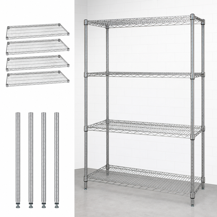 Product image #3 for Quantum Chrome-Plated Wire Shelving Starter Kit, 60 Inches W x 18 Inches D x 74 Inches H