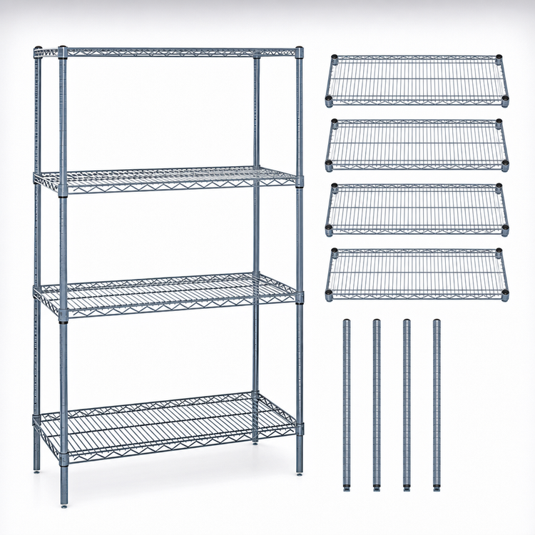 Product image #3 for Quantum 60-Inch W x 24-Inch D x 63-Inch H Gray Epoxy Stationary Wire Shelving Starter Kit