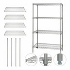 Thumbnail image #3 for Quantum WR74-2460S 4-Shelf Wire Shelving Starter Kit, 60"W x 24"D x 74"H, 304 Stainless Steel