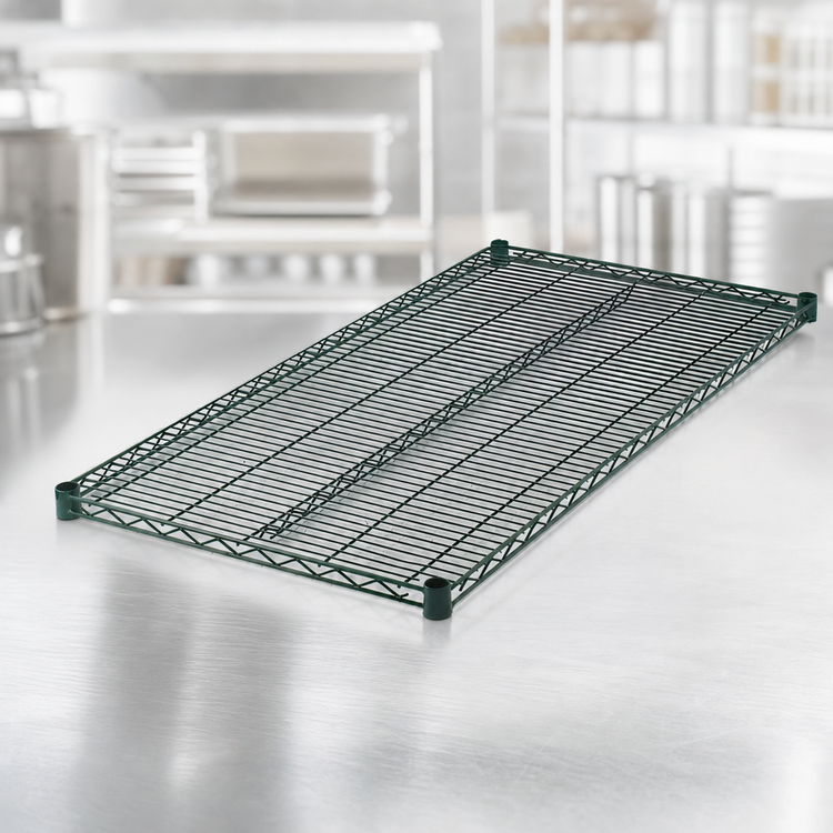 Product image #4 for Winco 72" x 24" Epoxy-Coated Green Wire Shelf with Sleeve Clips