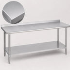 Thumbnail image #3 for Duke Manufacturing 314S-36144-2R Stainless Steel Work Table, 14-Gauge 300 Series Top, 1-1/8-Inch Riser, Undershelf, 144 x 36 Inches