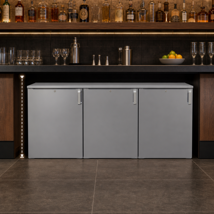 Product image #3 for Glastender LPDS72 Low Profile Back Bar Dry Storage Cabinet, 72 Inch, Three-Section, Non-Refrigerated