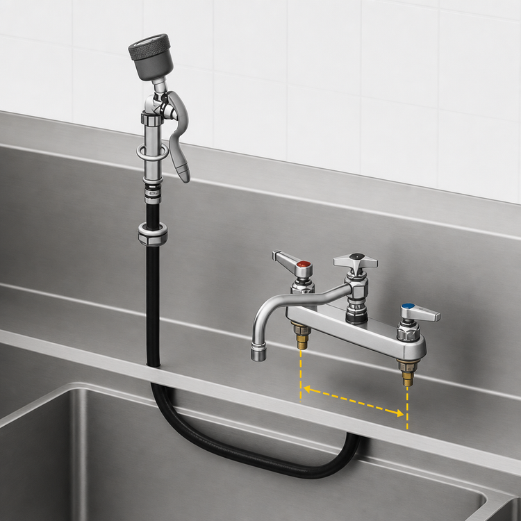 Product image #3 for T&S Brass B-1152-092A-VB Deck-Mount Workboard Faucet with 8-Inch Swing Nozzle and Diverter