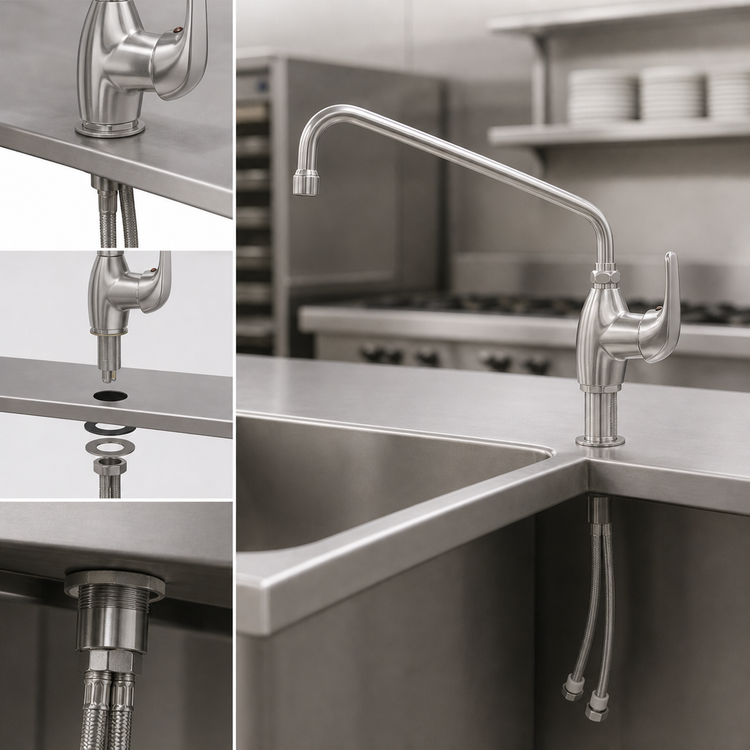 Product image #3 for EverSteel Stainless Steel Single Hole Deck Mount Single Lever Faucet with 12-Inch Swing Nozzle