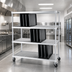 Thumbnail image #3 for Dinex 3-Tier Aluminum Tray Drying Rack with Open Tubular Shelving and 5-Inch Swivel Casters, 63-3/4 x 28 x 74-1/2 Inches
