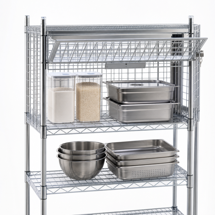 Product image #3 for Eagle 21-Inch x 60-Inch Security Enclosure Kit for Wire Shelving with Flip-Up Door, Chrome Finish