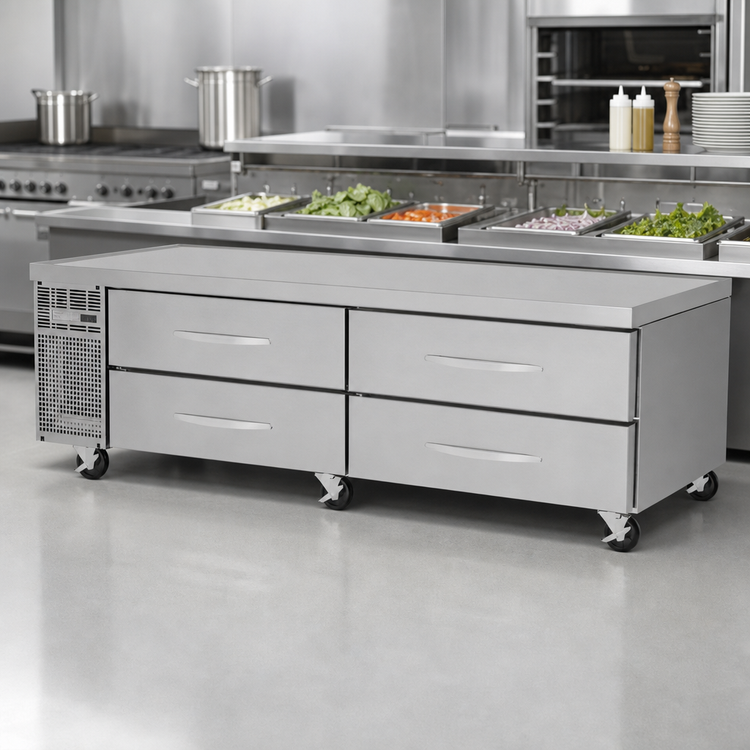 Product image #3 for Turbo Air PRO Series 84-Inch Two-Section Freezer Chef Base with 4 Drawers