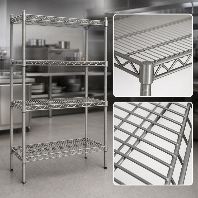 Product image #3 for Eagle Group Valu-Master Red-i-Pak 4-Tier Wire Shelving Unit, 36 in. W x 18 in. D x 74 in. H, Pewter Gray Epoxy
