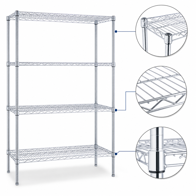 Product image #3 for Eagle Group 60-Inch x 21-Inch x 74-Inch 4-Tier Chrome-Plated Wire Starter Shelving Unit