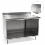 Thumbnail image #3 for Eagle Group Spec-Master OB3060SEM-BS Stainless Steel Work Table, Open-Front Cabinet Base, 60 x 30 in, 14-Gauge 304 Top, 4-1/2 in Backsplash