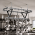 Thumbnail image #3 for Eagle Group Ceiling-Mounted Triple-Bar Stainless Steel Pot Rack with 12 Hooks