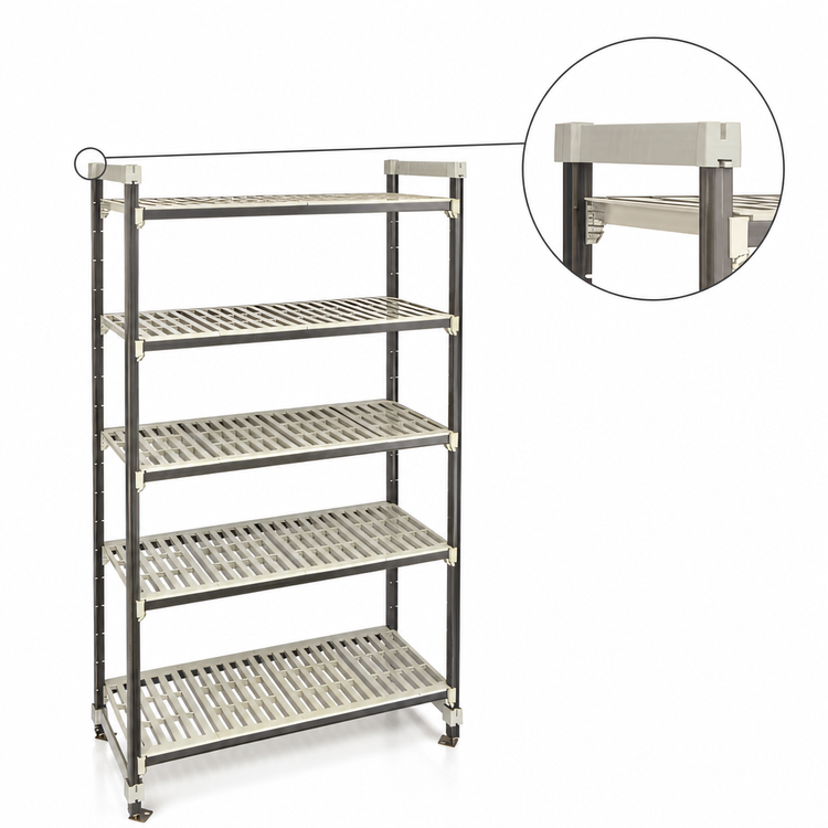Product image #3 for Cambro Camshelving Elements XTRA Series 18 x 54 x 81 in. 5-Tier High Density Top Rail Stationary Starter Unit