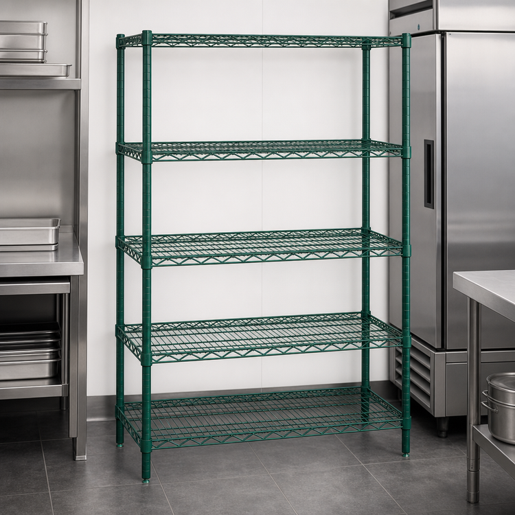 Product image #3 for Quantum 60-Inch W x 30-Inch D x 54-Inch H 5-Shelf Wire Shelving Starter Kit, Green Epoxy