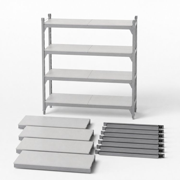 Product image #4 for Cambro Camshelving Premium 18-Inch x 72-Inch Solid Shelf Kit for 4 Shelves, Speckled Gray
