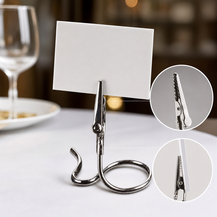 Product image #3 for American Metalcraft Stainless Steel Alligator Clip Menu Card Holder, 3-1/2 Inch High, S Base