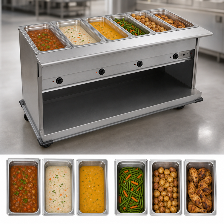 Product image #3 for Spec-Master PHT6CB-240-3 97.75" 6-Well Electric Portable Hot Food Table