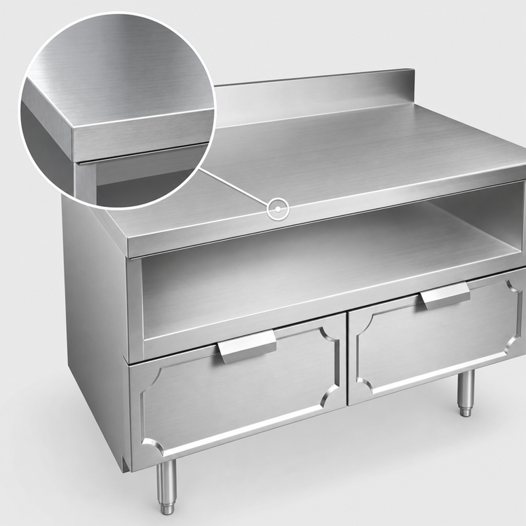 Product image #3 for La Rosa Refrigeration 42-Inch x 32-Inch Dry-Drawer Utility Stand with Rear Splash and Undershelf