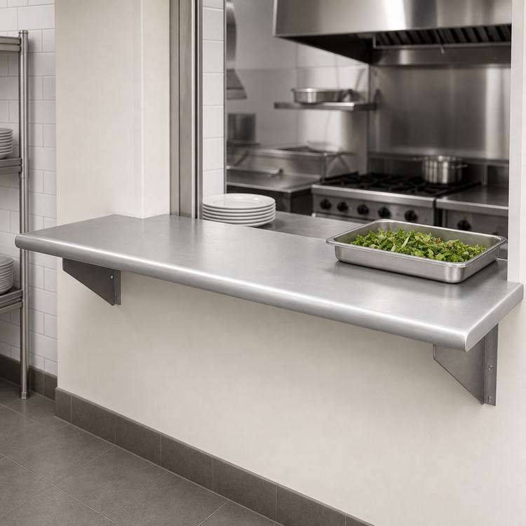 Product image #3 for Eagle Group Pass-Thru Stainless Steel Wall Shelf, 120" W x 24" D