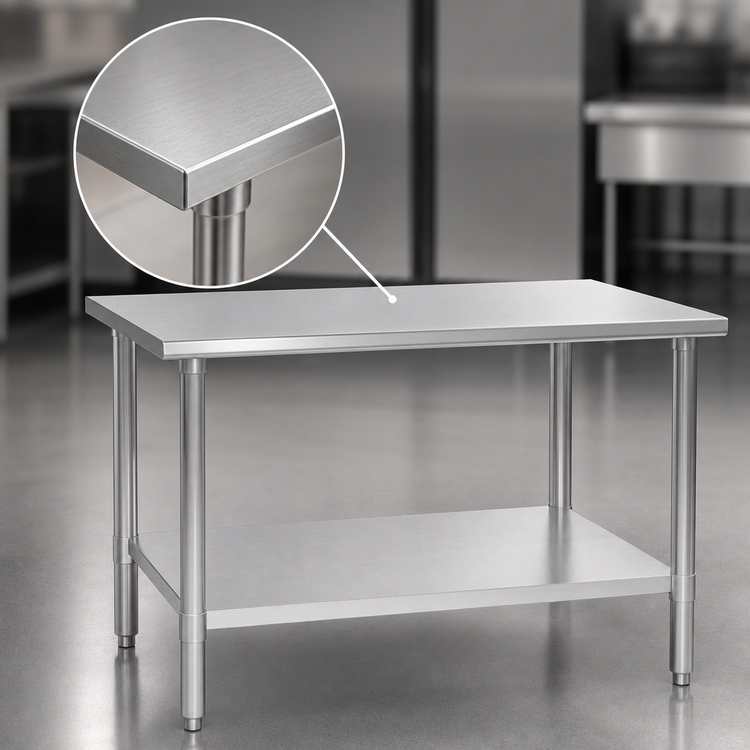 Product image #3 for Budget Series 60"W x 30"D Flat Top Stainless Steel Work Table with Adjustable Undershelf
