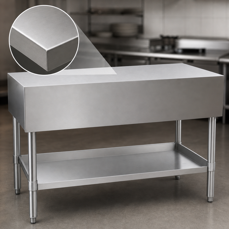 Product image #3 for Eagle Group 48-Inch Stainless Steel Utility Serving Counter with Solid Top and Open Base