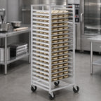 Thumbnail image #3 for Channel Manufacturing 546A Mobile Aluminum Donut Screen Rack for 23" x 23" Screens, 20-Screen Capacity, 3" Spacing