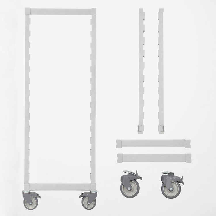 Product image #4 for Cambro Camshelving Premium Series Mobile Post Kit with Locking Swivel Casters, 18 Inch W x 67-1/4 Inch H, Speckled Gray