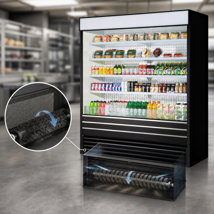 Product image #3 for Turbo Air TOM-72EB-N Vertical Air Curtain Open Display Merchandiser, 72-Inch Wide, Self-Contained Refrigeration, Black