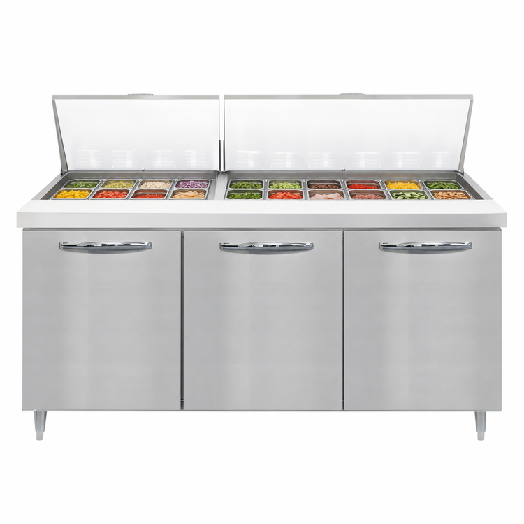Product image #3 for Continental Refrigerator Designer Line D72N30M 72" Three-Section Mighty Top Sandwich Prep Table