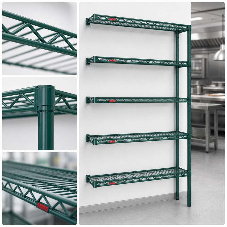 Product image #3 for Eagle Group Valu-Gard 5-Tier Add-On Wire Shelving Unit, 36 x 21 x 86 Inches, Green Epoxy