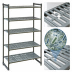 Thumbnail image #3 for Cambro Camshelving® Basics Plus CBU213672V5580 5-Tier Vented Stationary Starter Shelving Unit, 21 x 36 x 72 Inches, Brushed Graphite